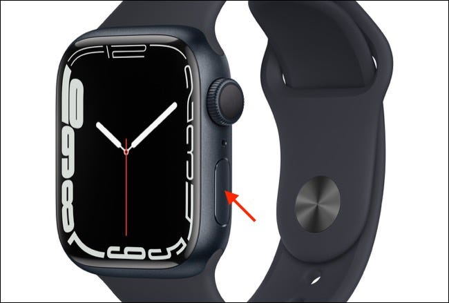 Location of the side button on Apple Watch Series 7