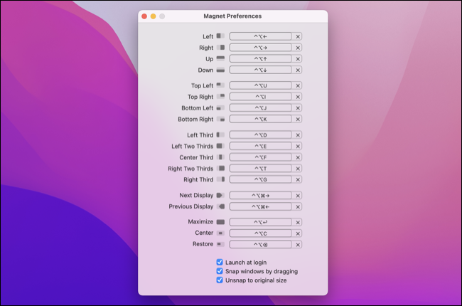 Magnet for macOS keyboard shortcuts