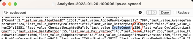 iPad battery cycle count in the analytics logs