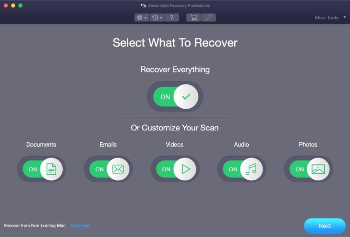 Stellar Data Recovery tutorial menu 1