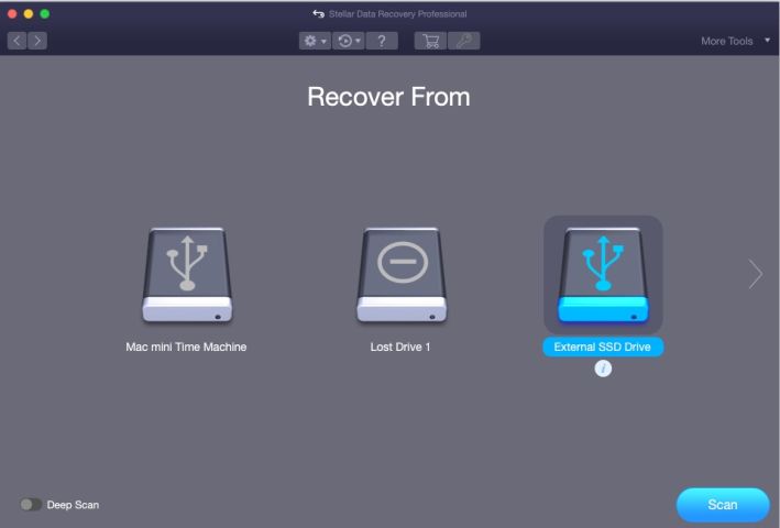 Stellar Data Recovery tutorial select drive