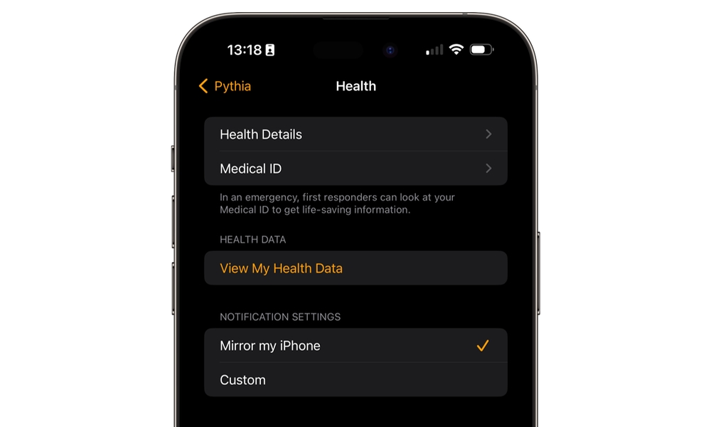 Apple Watch Health Settings